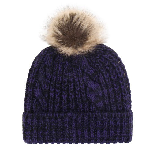 '47 Brand Women's Purple Meeko Pom Knit Cap