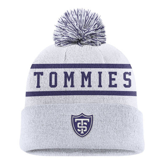 Nike White Stripe Peak Pom Knit Cap