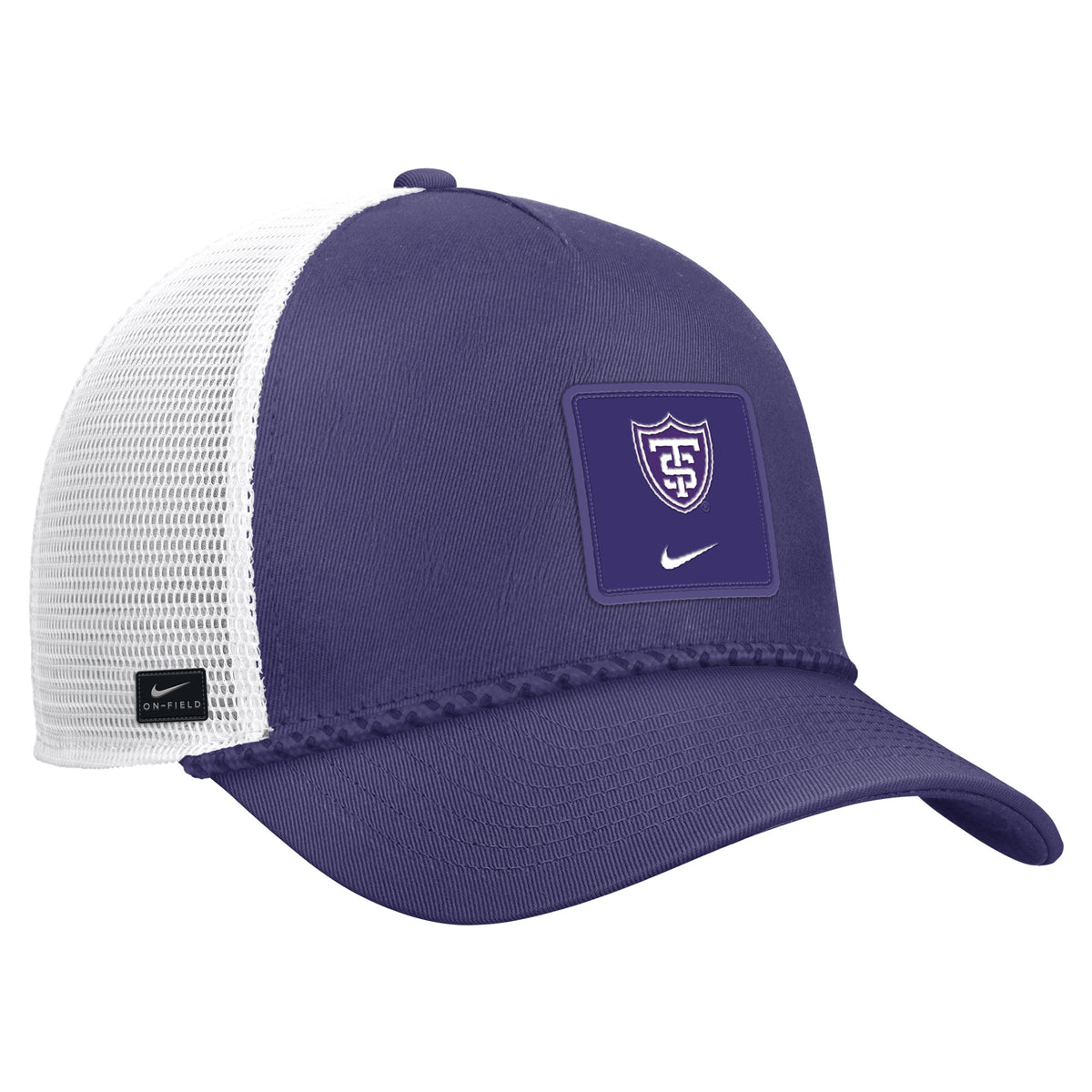 UST NIKE PURPLE RUBBER PATCH RISE TRUCKER CAP