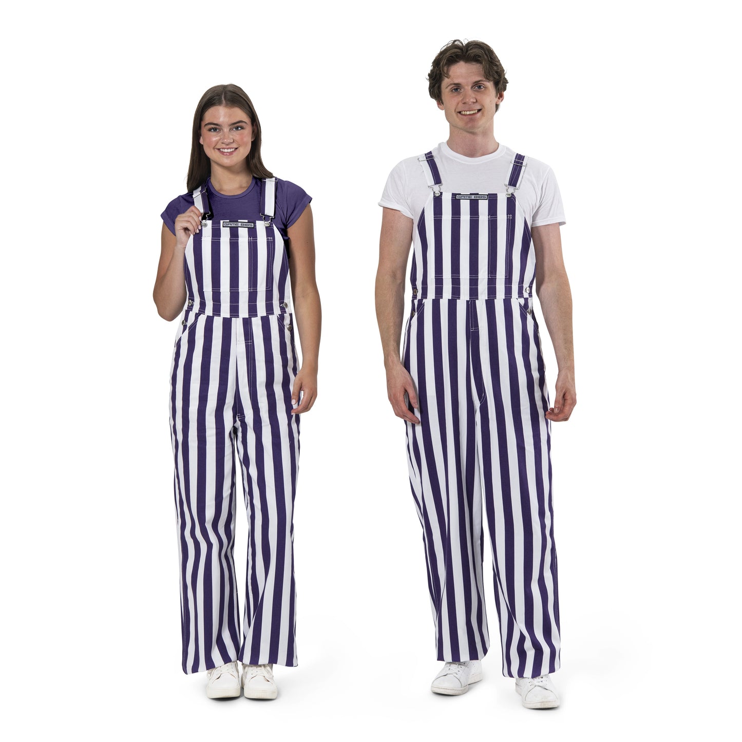 Purple & White Game Bib Overalls