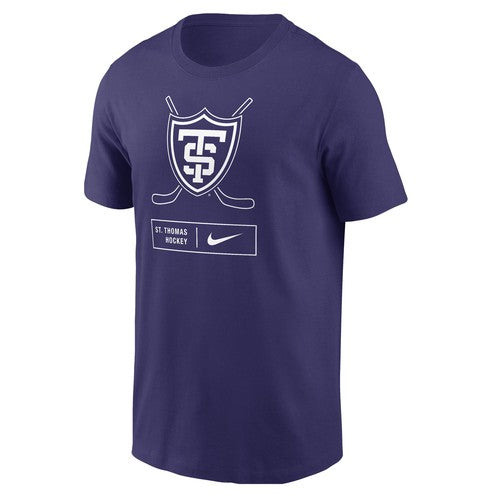 Nike St. Thomas Hockey Large Cross Sticks Box Logo T-Shirt