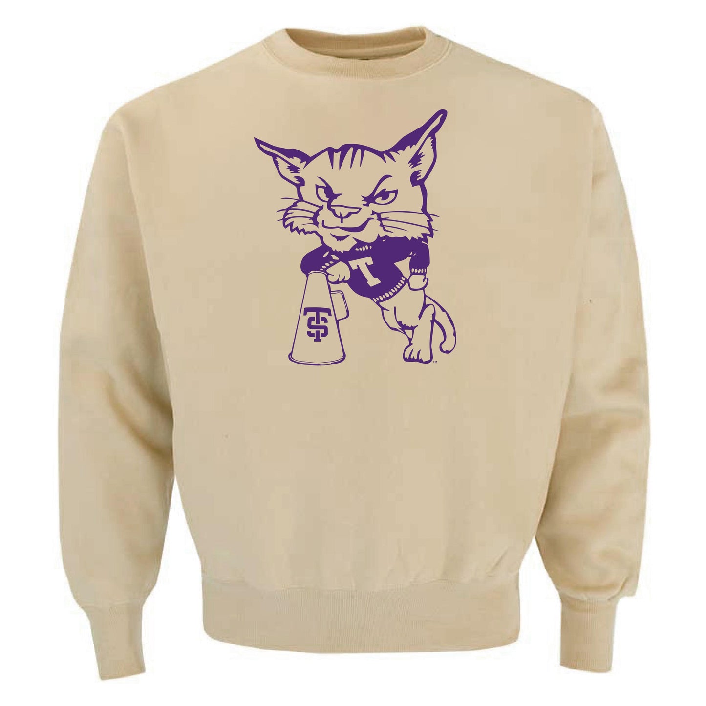 Retro Tomcat Screen Printed Fleece Crew