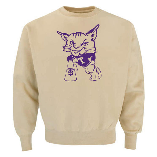 Retro Tomcat Screen Printed Fleece Crew