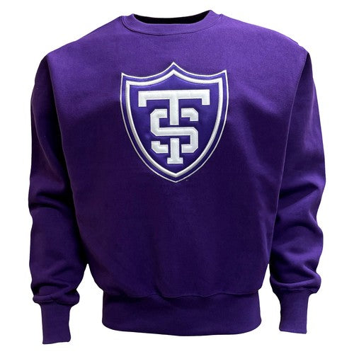 Purple Shield Logo Tackle Twill Crewneck Fleece