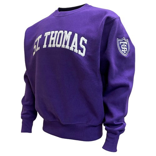 Purple Arch Sleeve Tackle Twill Crewneck Fleece