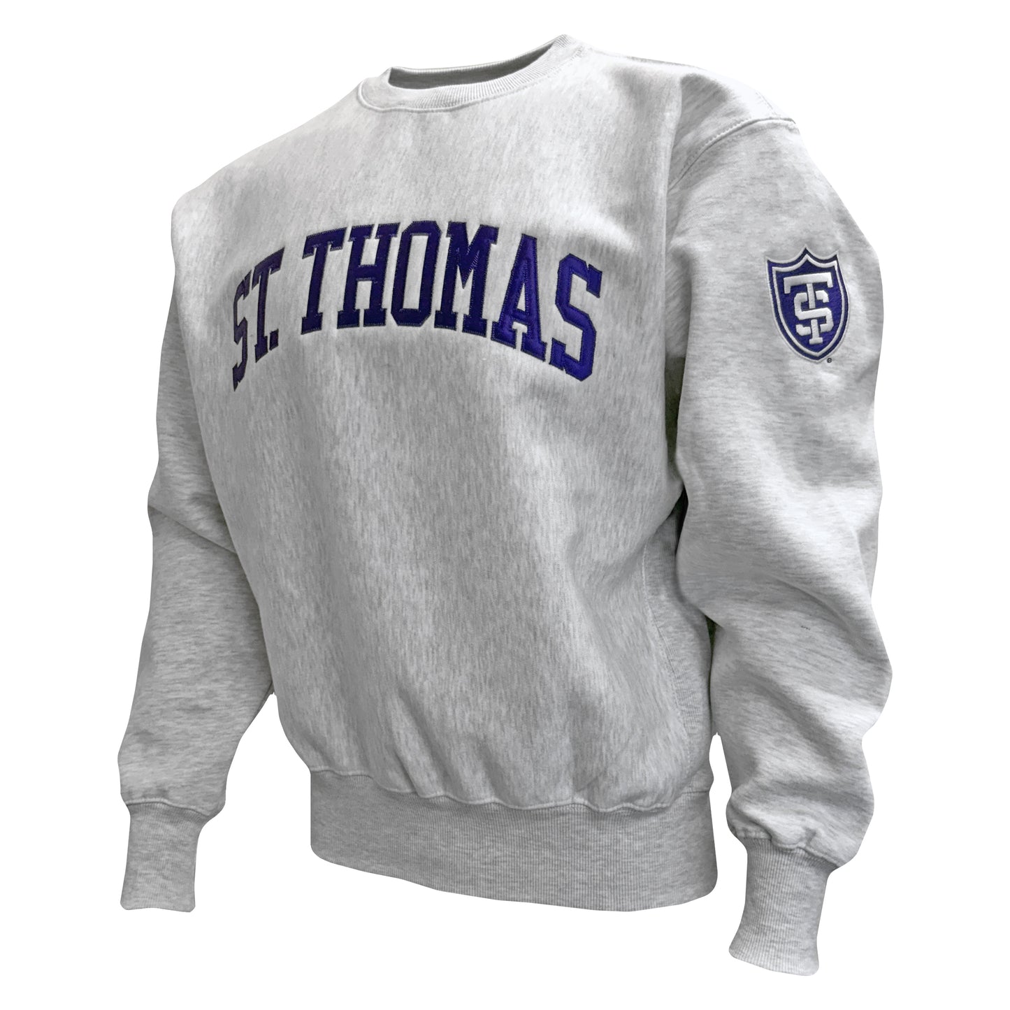 Silver Grey Arch Sleeve Tackle Twill Fleece Crew