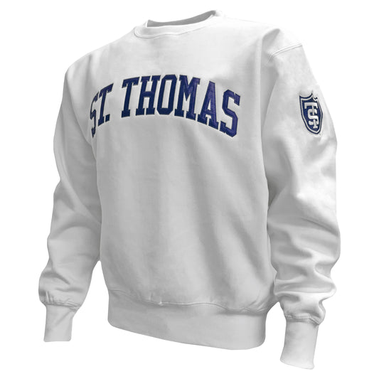 White Arch Sleeve Tackle Twill Fleece Crew