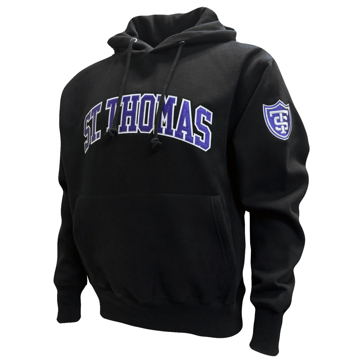 Black Arch Sleeve Tackle Twill Hoodie